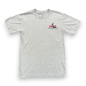 Vintage Buck Knives Shirt Adult SMALL Gray Collectors Club Funny Humor Y2K